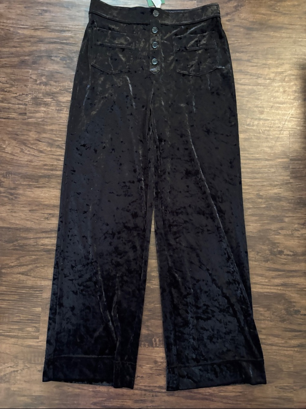 HALARA Black Crushed Velvet Pants with Tag